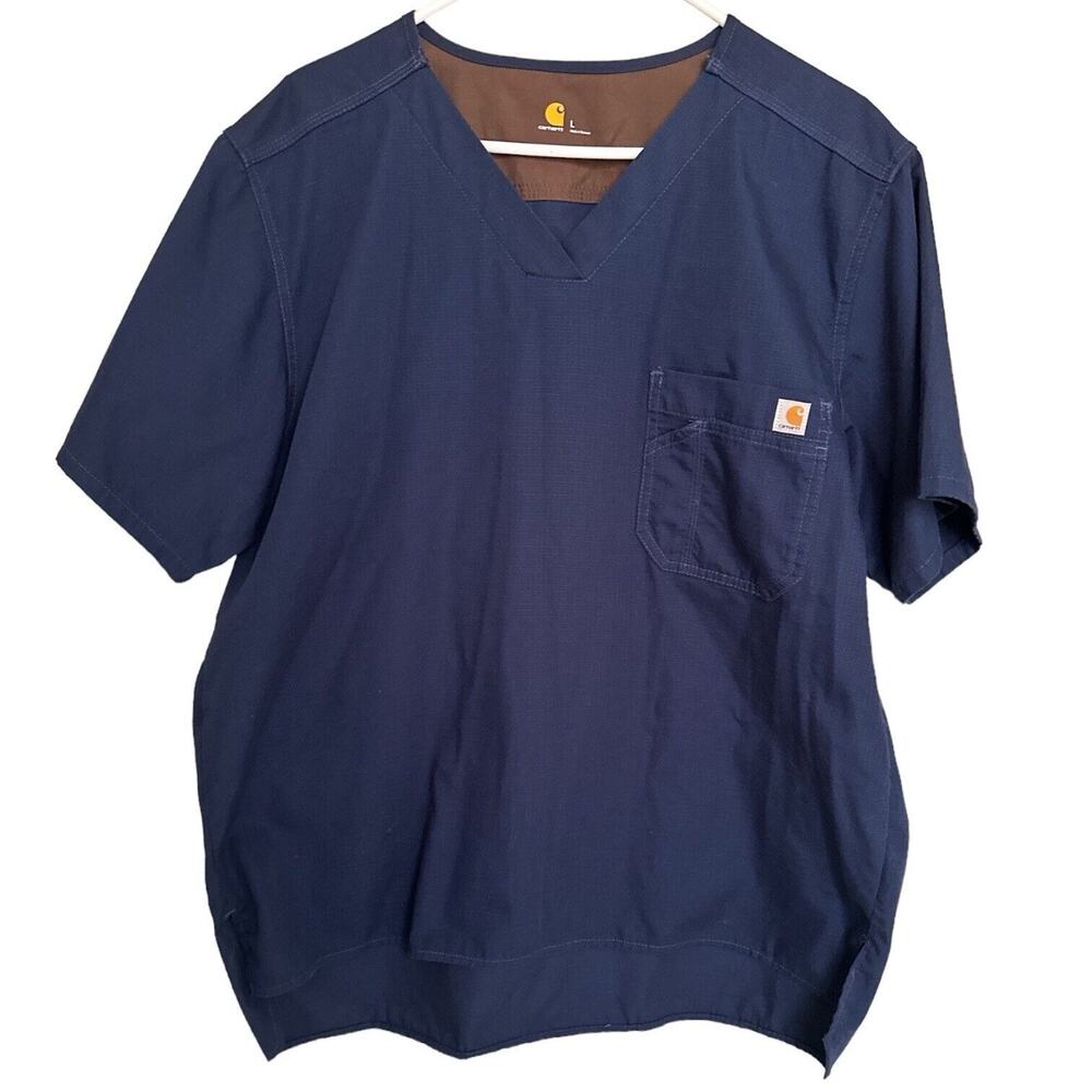 Carhartt Men's Ripstop Utility Scrub Top Navy Blue Size: Large